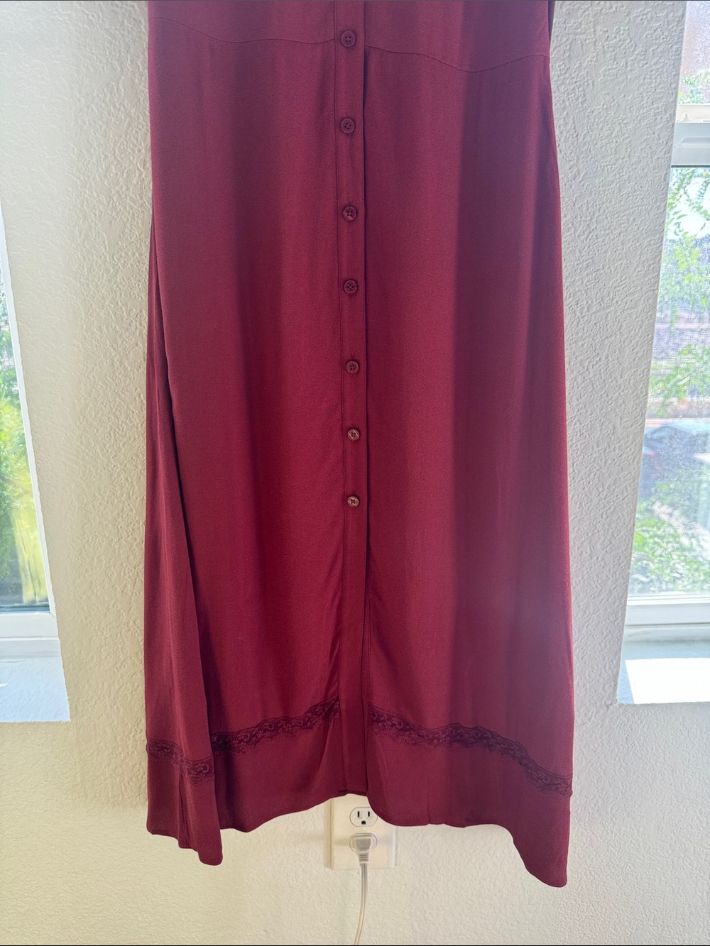 Quince Wine Red Midi Button-Front Dress - Picture 5 of 6